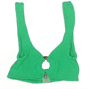 Hunza G Green Crinkle Bikini Top Hoop Detail